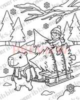 Tree on the sled coloring page