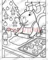 Gingerbread baking coloring page