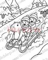 Sledding coloring page