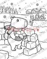 Snowball fight coloring page