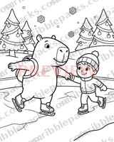 Ice skating coloring page