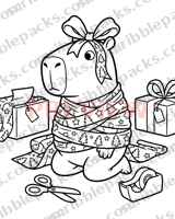 Wrapping presents coloring page