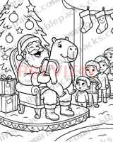 Visiting Santa coloring page