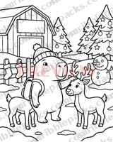 Reindeer friends coloring page