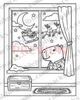Christmas Eve window coloring page