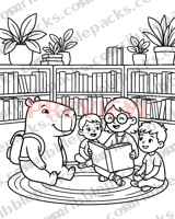 Library story time coloring page