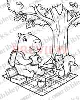 Lunch under a tree coloring page
