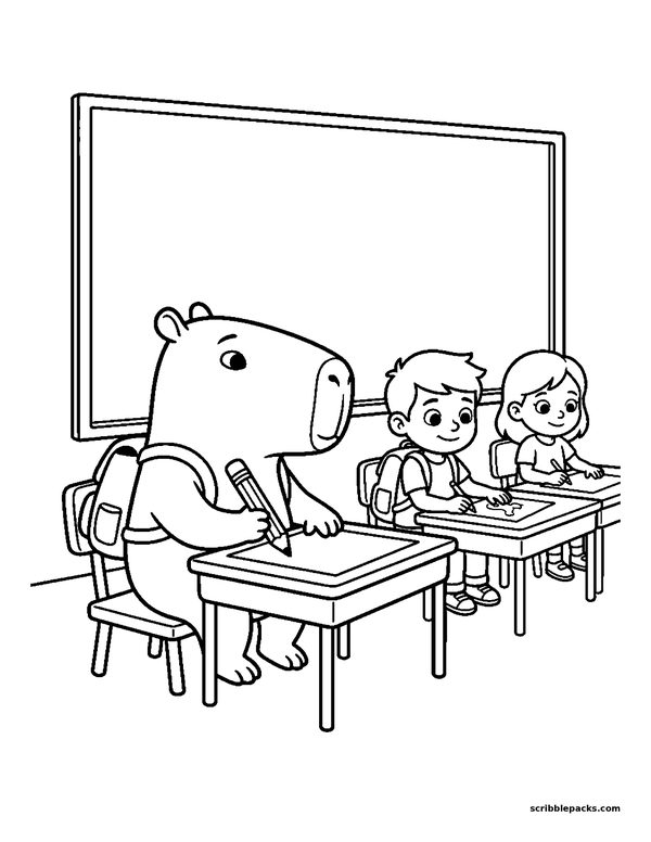 Free coloring pages for kindergarten: Classroom